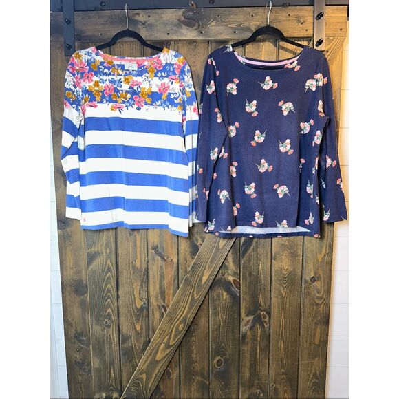 Joules Lot Of 2 Stripe Floral Top Shirt - Picture 1 of 7